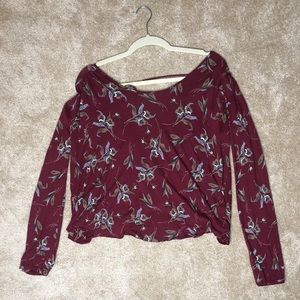 Free People Backless Burgundy Floral Blouse